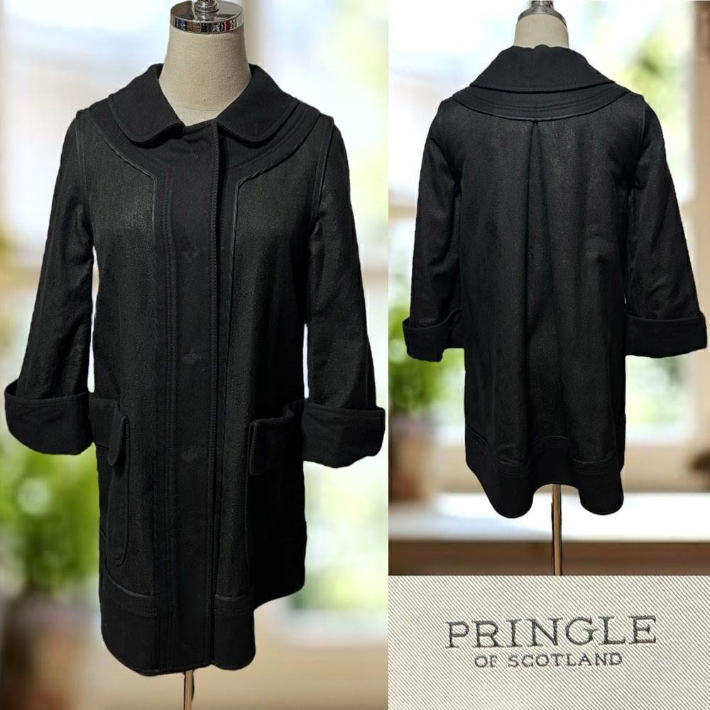 🔥🔥 Pringle of Scotland Swing Overcoat Coat Parka Jacket Size US 6 EU 38